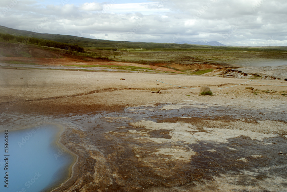 geysir area in haukadalur valley, iceland