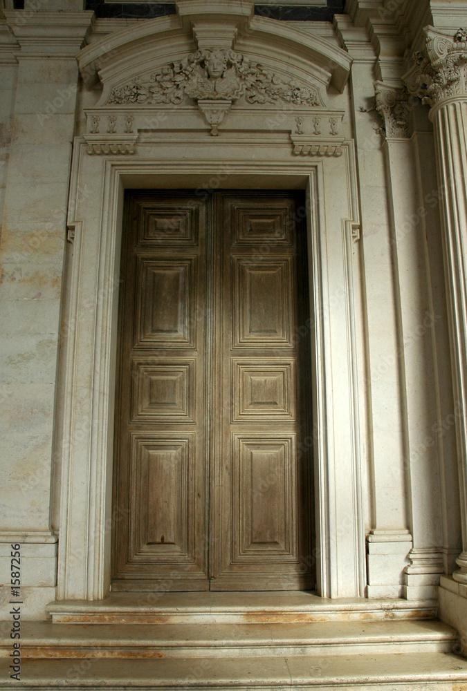 portugal, mafra: door of monastery