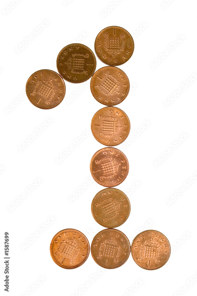 number 1 (one) in pennies number 1 (one) in pennies