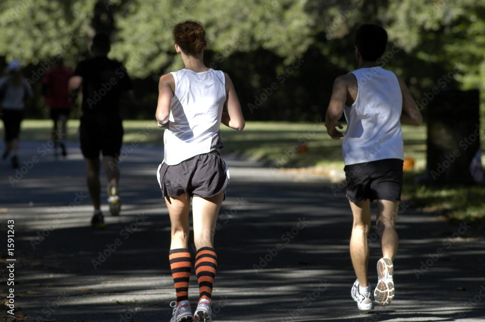 runner with striped socks