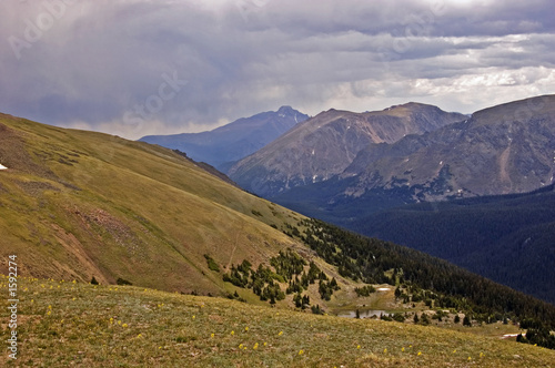long's peak in the rain