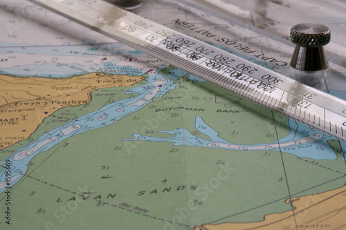 nautical chart with parallel rulers