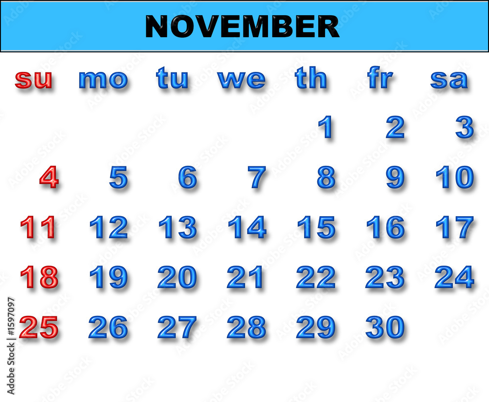 calendar-for-2007-november-stock-illustration-adobe-stock