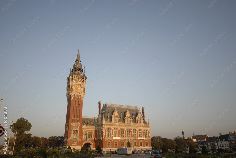 calais town hall in the evening light