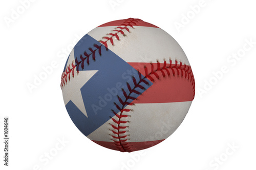 Photography baseball with the flag of puerto rico