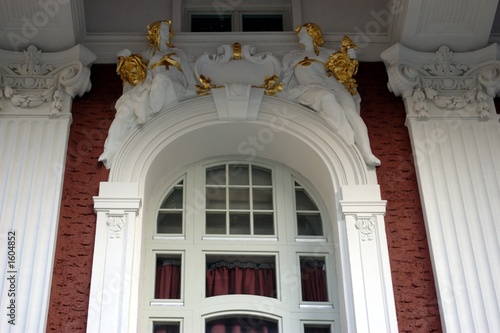 window - golden, white and brown