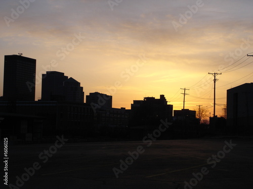 dayton  ohio skyline at dusk