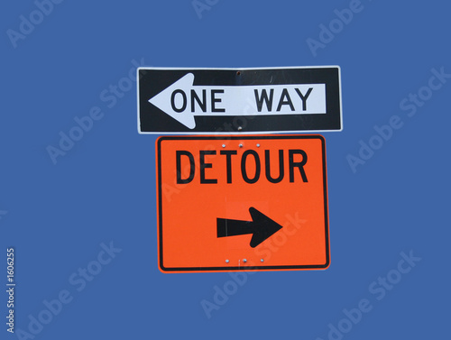 conflicting direction signs photo