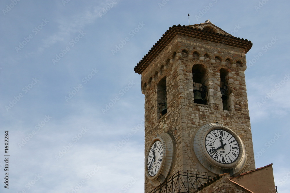 clock tower on the la tour du suquet in cannes, fr