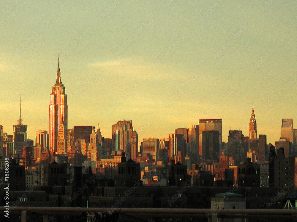 nyc skyline at sunset