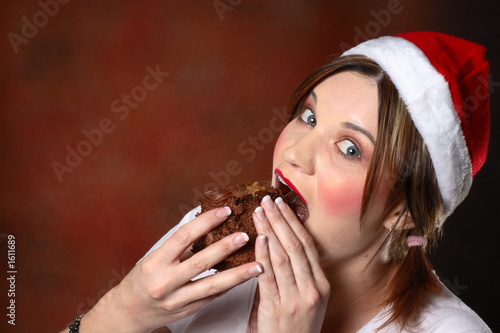 Canvas-taulu santa girl with cake
