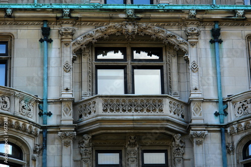 detail of elaborate mansion windows