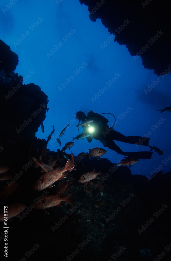 diving under water