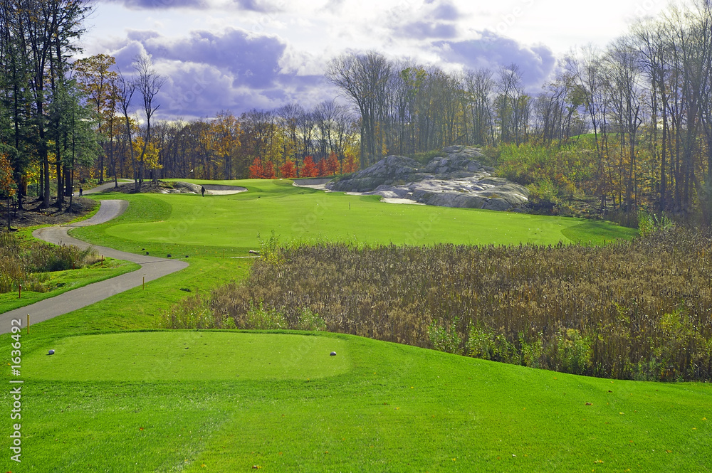 Obraz premium golf course on a stormy fall day
