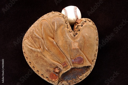 old catchers mitt and ball