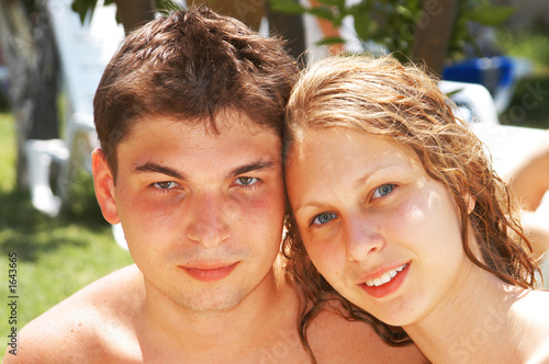 man and woman on resort during honeymoon