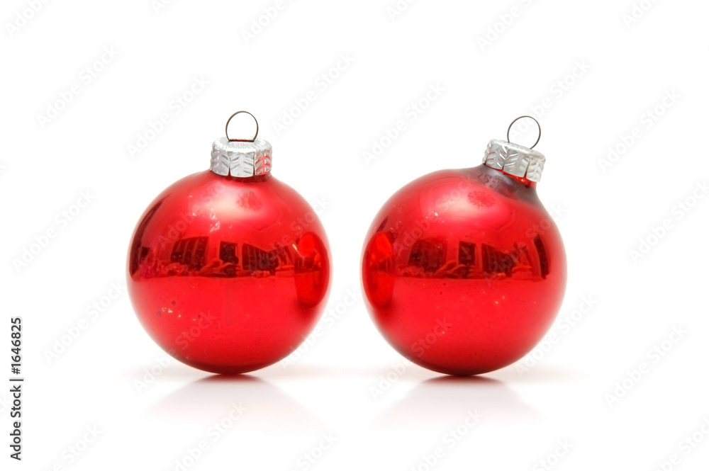 two christmas balls isolated on white two christmas balls isolated on white