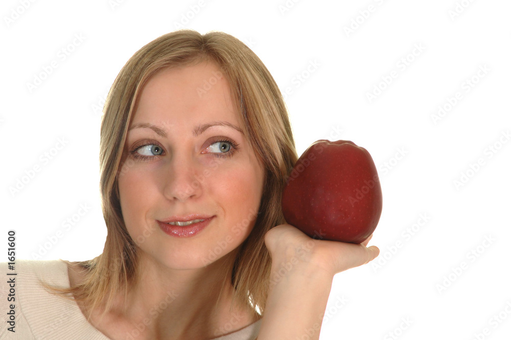 young woman with apple young woman with apple