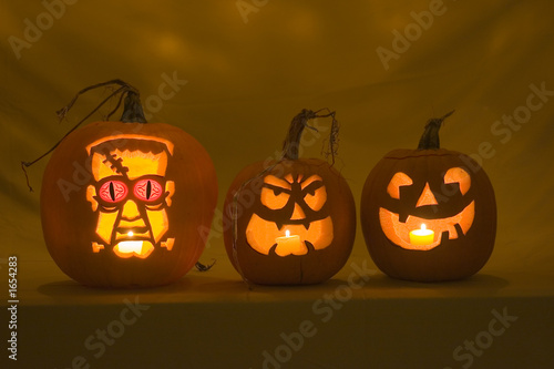 three jack-o-lanterns