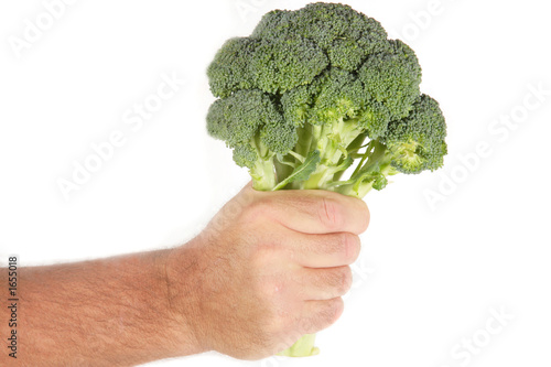 hand holding brocoli