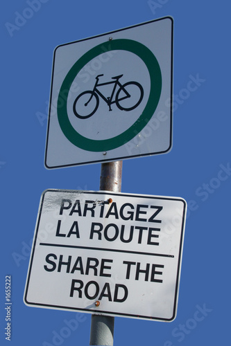 bilingual share the road sign