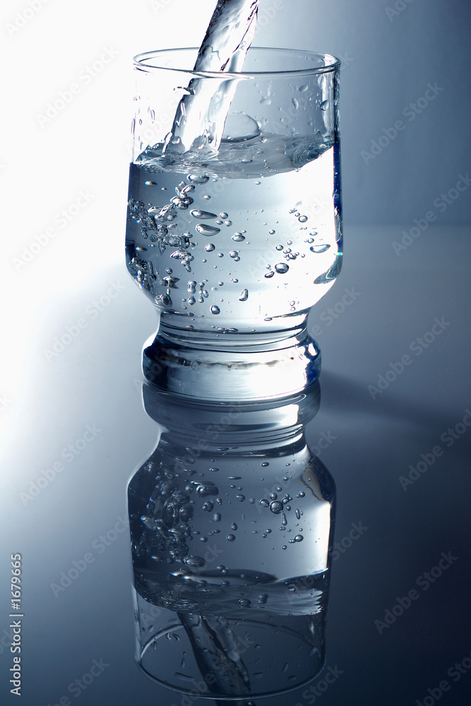 glass with pure water and reflection glass with pure water and reflection