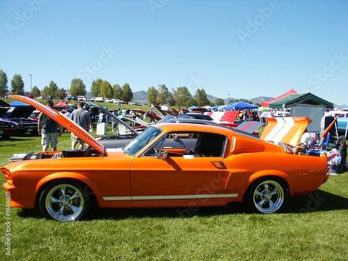 orange american muscle car