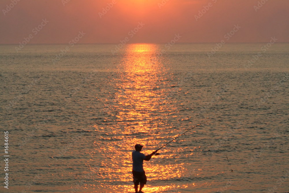 sunset surf fishing