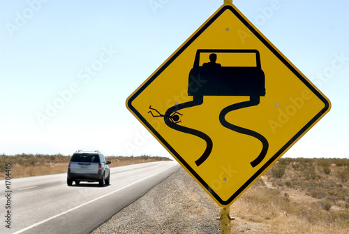 highway sign humor with speeding car