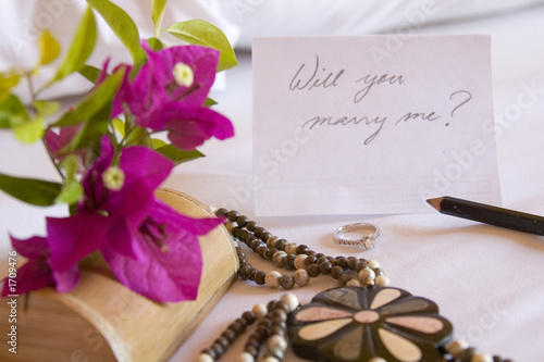 marriage proposal, with engagement ring