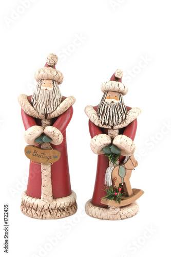 two santa figures isolated