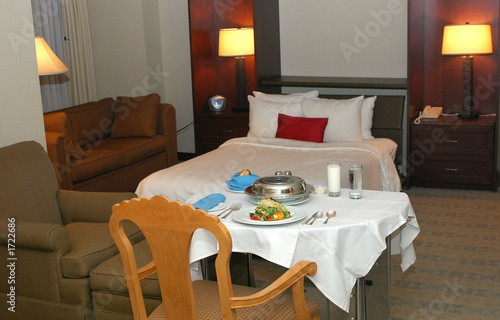 luxury hotel room with room service