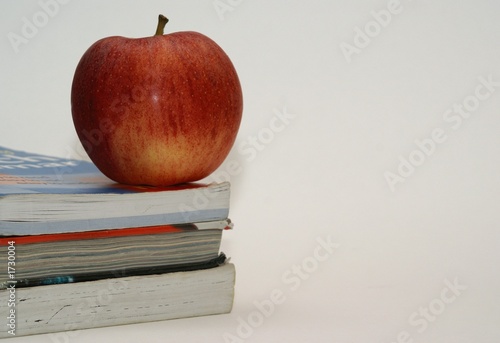 apple and book( white background )