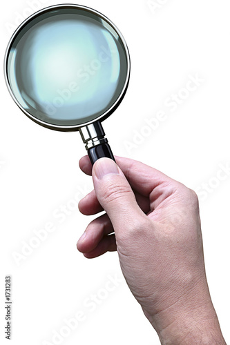 magnifying glass in hand