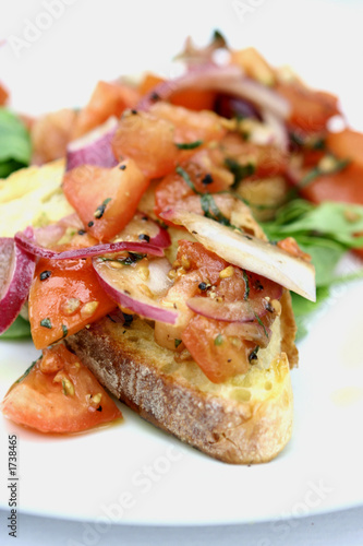 bruschetta with sliced tomatoes