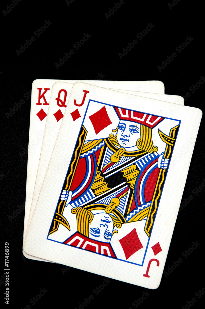 Three Playing Cards: King, Queen and Jack of Diamonds. Stock Photo - Image  of fortune, card: 140722516