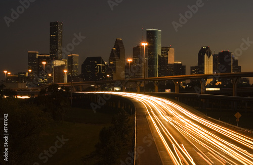 downtown houston behind highway