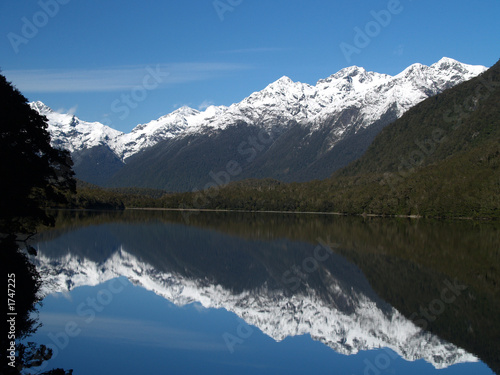 snow peak over mirror lake