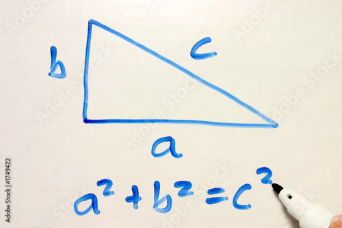 pythagoras equation on a whiteboard
