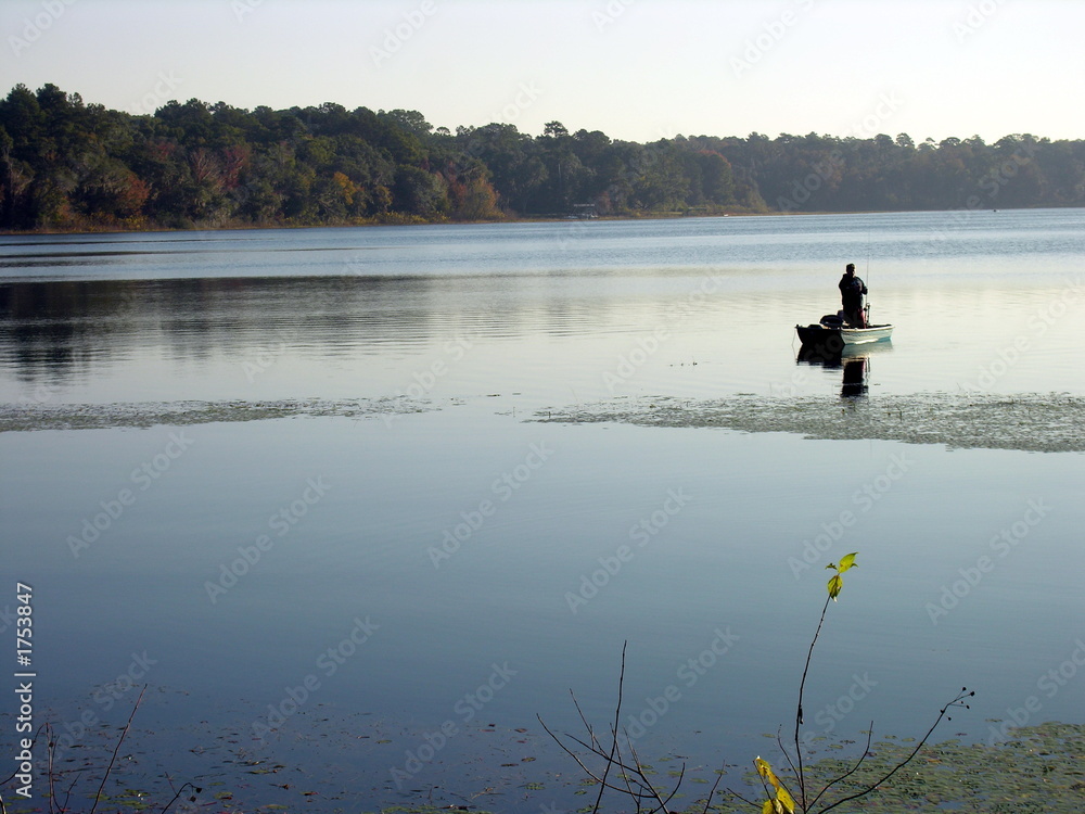 fisherman on lake