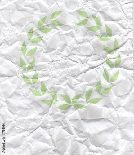 wrinkled paper with olive leaves printed