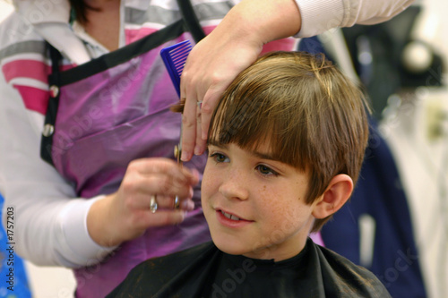 boy getting haircut