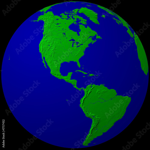 green & blue globe - america