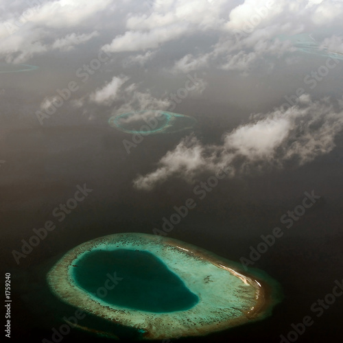 atoll in maldives, view from the plane