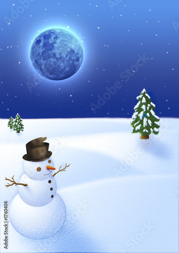 snowman under the moon