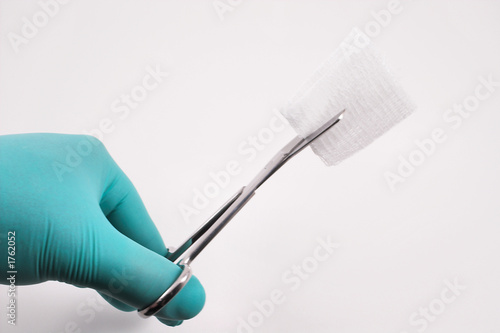 Vászonkép medical scissors gauze and gloves