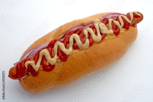 hot dog with ketchup and mustard