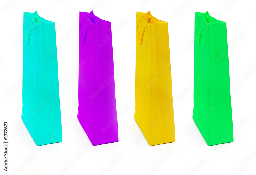 coloured bags on white background