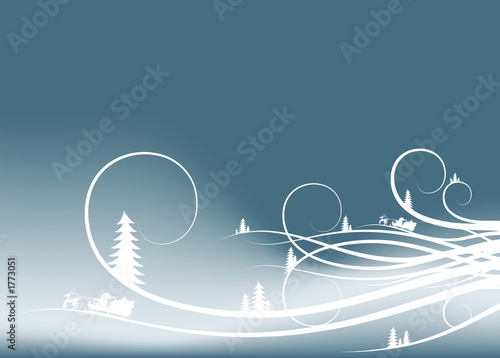 abstract winter background with firtree silhouettes and santa cl