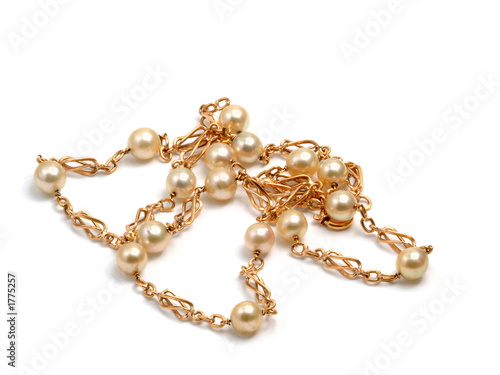 gold bracelet with pearls in the white